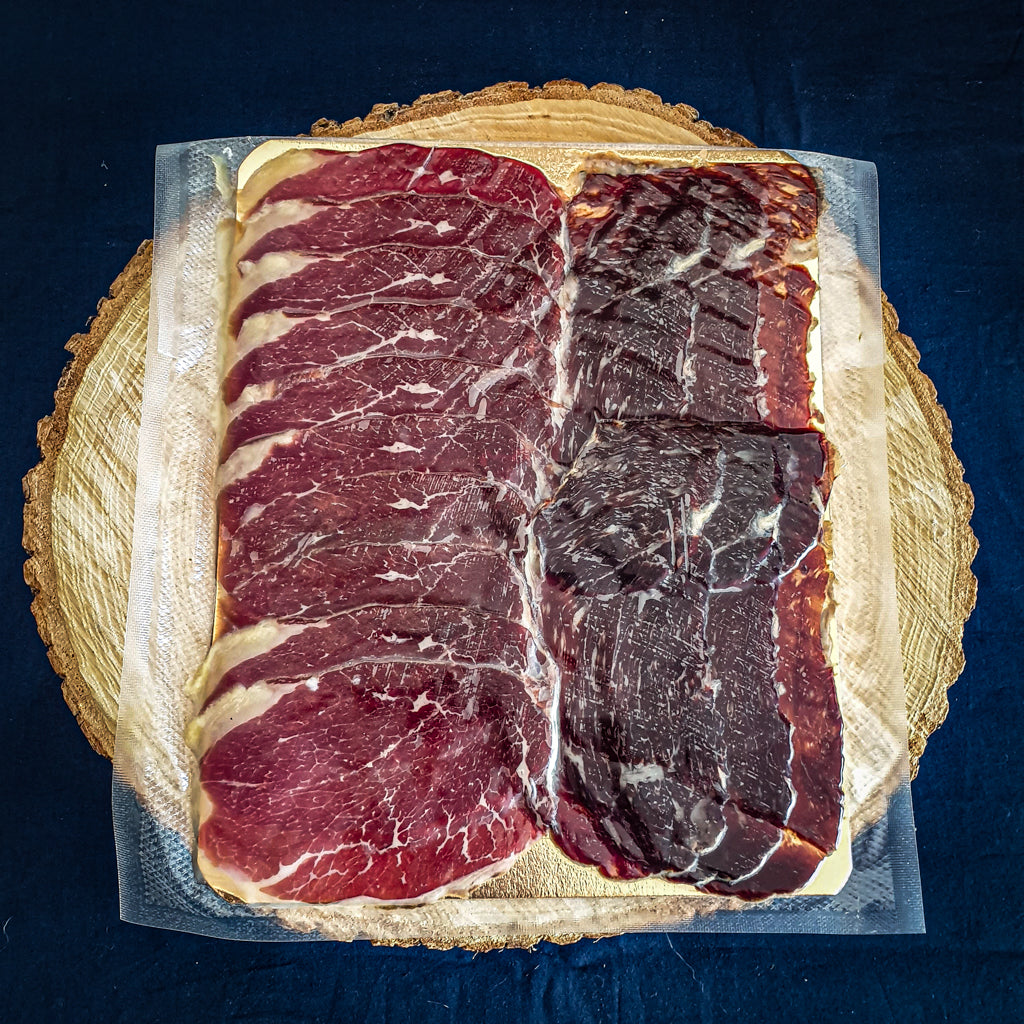 Planche ibérique mixte salaisons ibériques plateaux charcuteries jambon tranches jambon Espagnol apéro apéritif jambon cecina