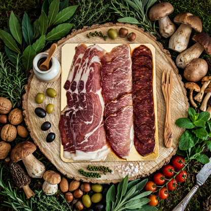 Planche ibérique mixte  salaisons ibériques plateaux charcuteries jambon tranches jambon Espagnol apéro apéritif jambon cecina 
