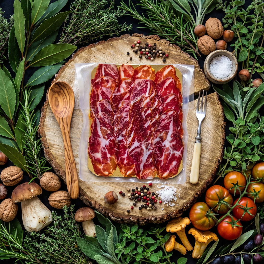 Coppa fermière de Teruel salaisons ibériques plateaux charcuteries jambon tranches jambon Espagnol