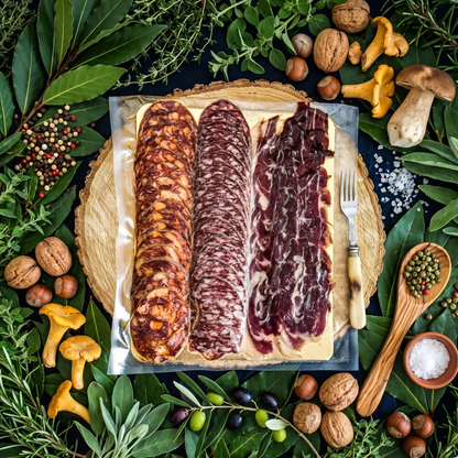 Planche ibérique mixte  salaisons ibériques plateaux charcuteries jambon tranches jambon Espagnol apéro apéritif jambon pata negra iberico bellota