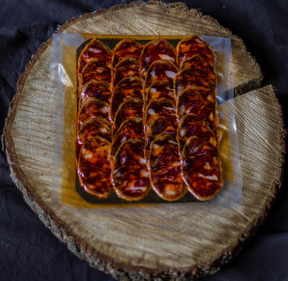 Chorizo iberico bellota DOP Jabugo (planche de 100g) - salaisons ibériques plateaux charcuteries jambon tranches jambon Espagnol